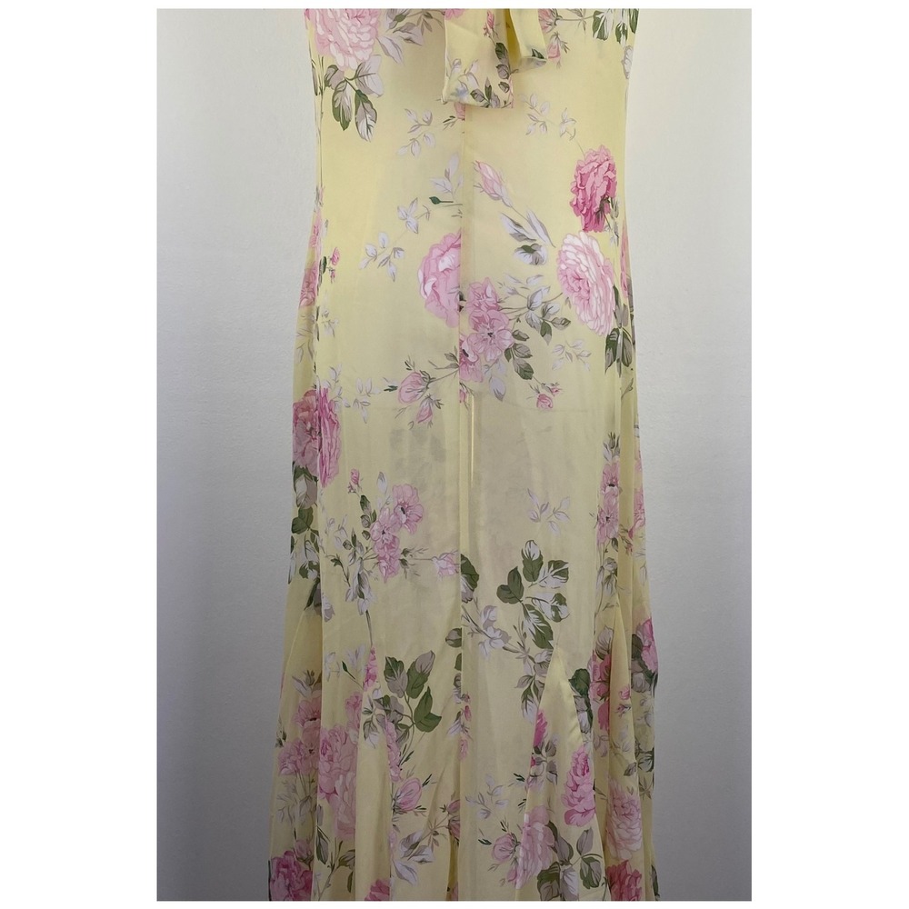 Petal & Pup Keani Maxi Dress M Yellow Pink Floral Wedding Guest Chiffon Boho - Picture 5 of 10